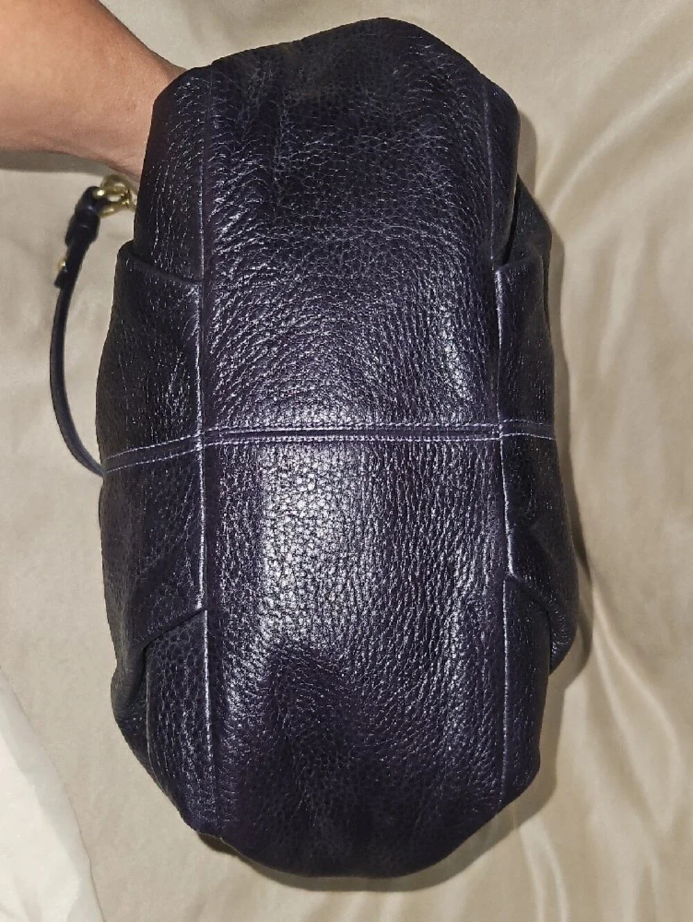 Coach Purple Leather Shoulder Bag with Gold-Tone Hardware